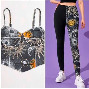 Size Medium Large 2 piece star moon legging set